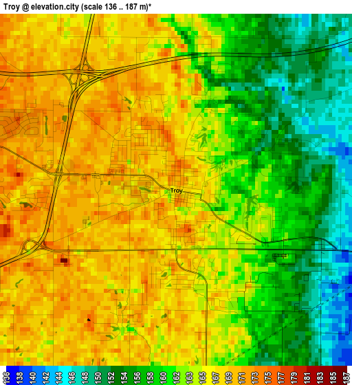 Troy elevation map