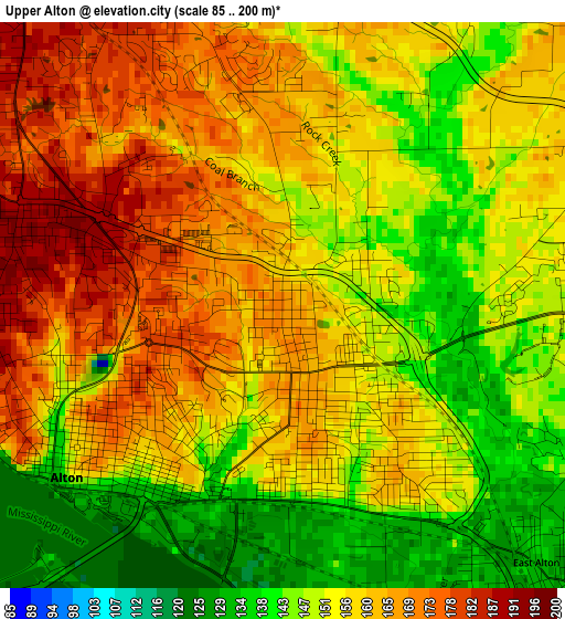 Upper Alton elevation map