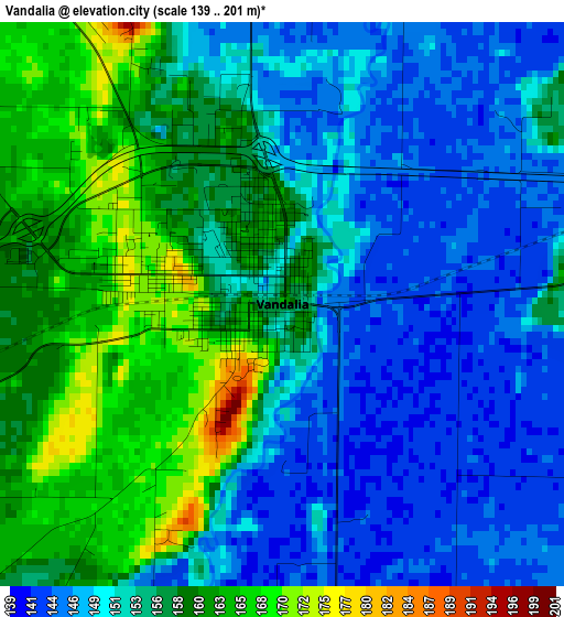 Vandalia elevation map