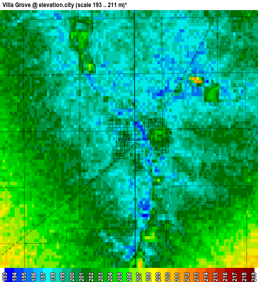 Villa Grove elevation map