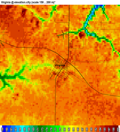 Virginia elevation map