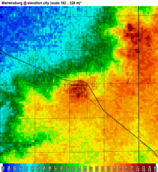 Warrensburg elevation map