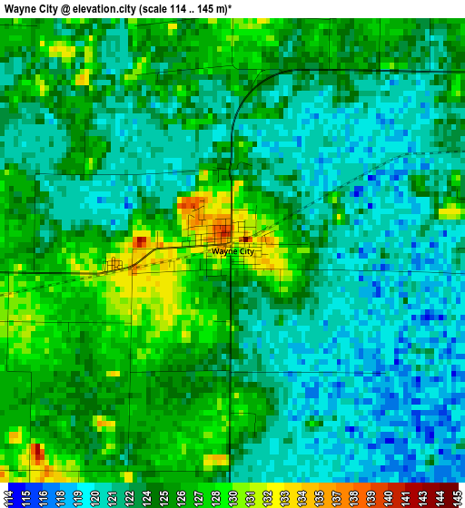 Wayne City elevation map