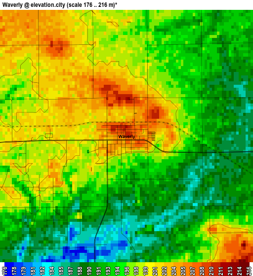 Waverly elevation map