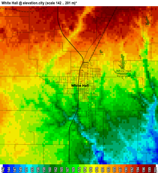 White Hall elevation map