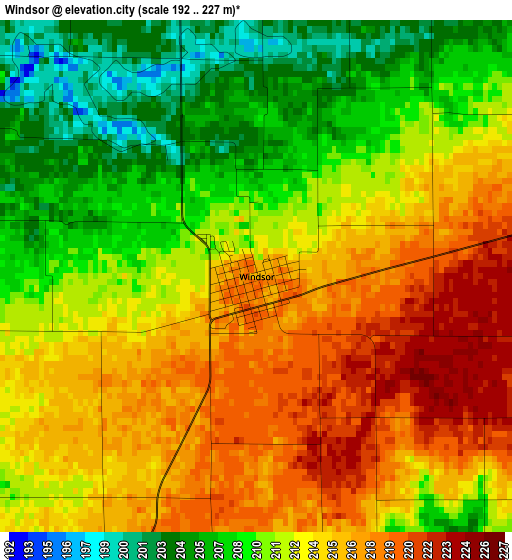 Windsor elevation map