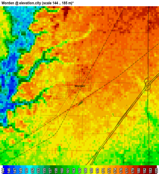 Worden elevation map