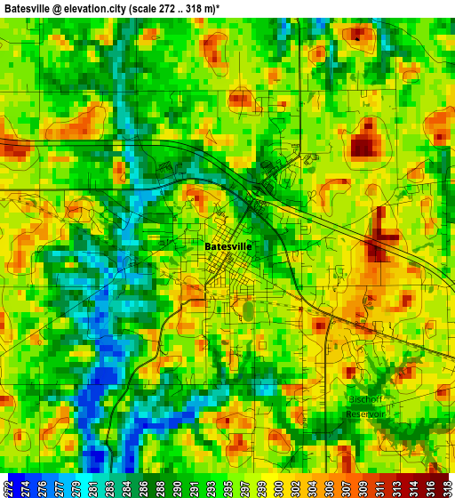 Batesville elevation map