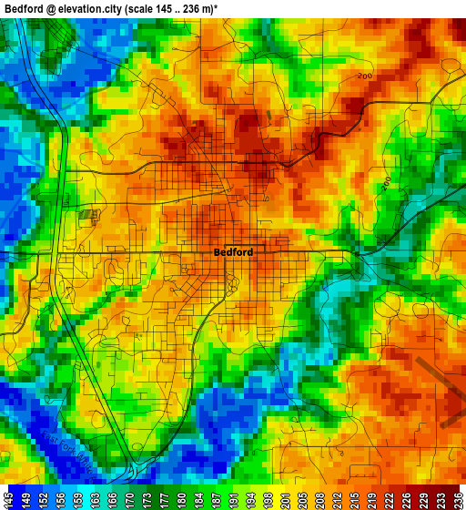 Bedford elevation map