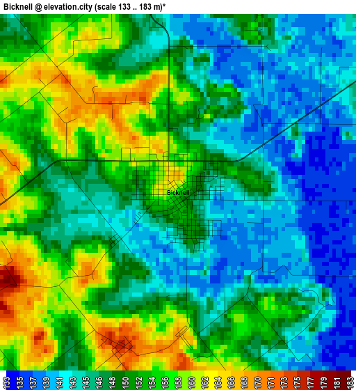 Bicknell elevation map