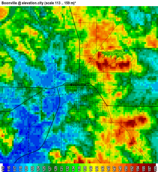 Boonville elevation map