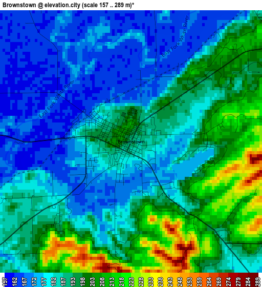 Brownstown elevation map