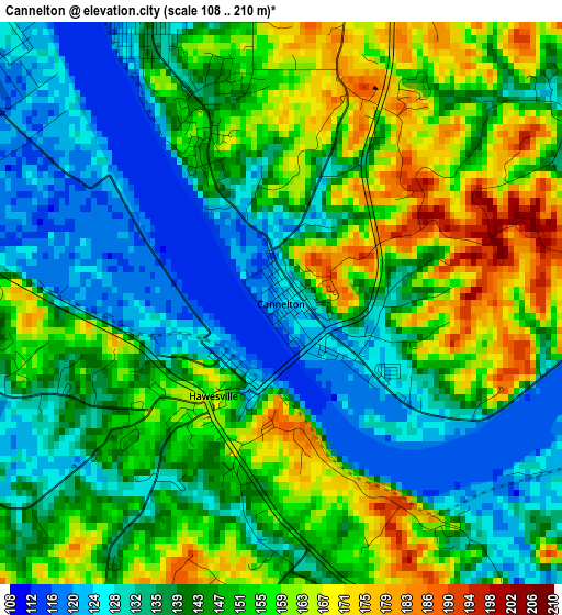 Cannelton elevation map