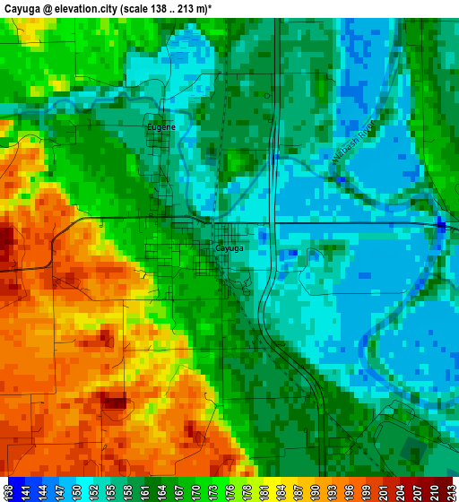 Cayuga elevation map