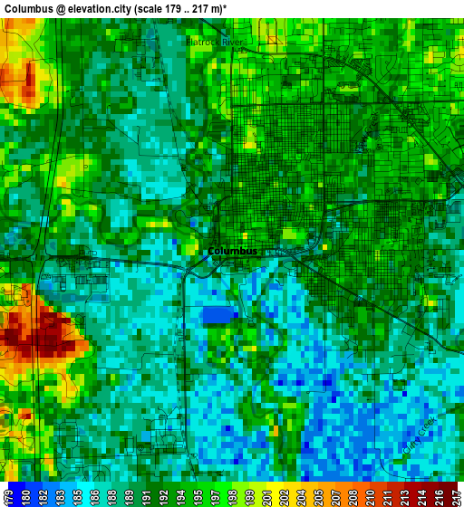 Columbus elevation map