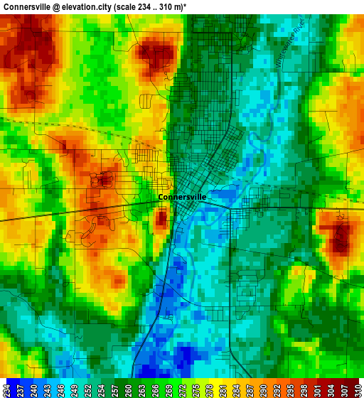 Connersville elevation map