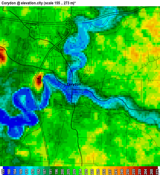 Corydon elevation map