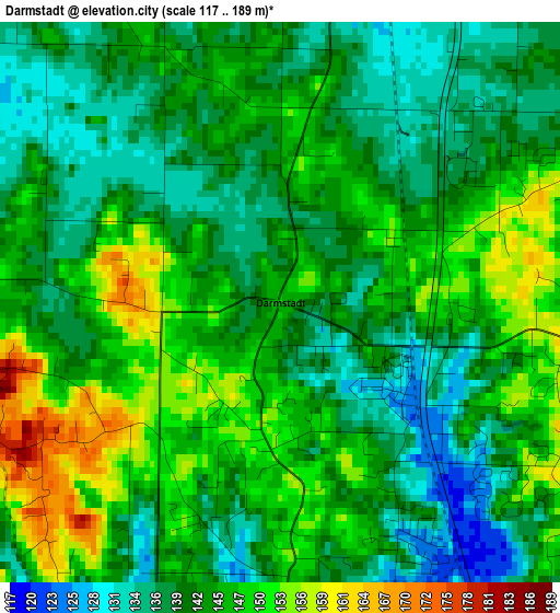 Darmstadt elevation map