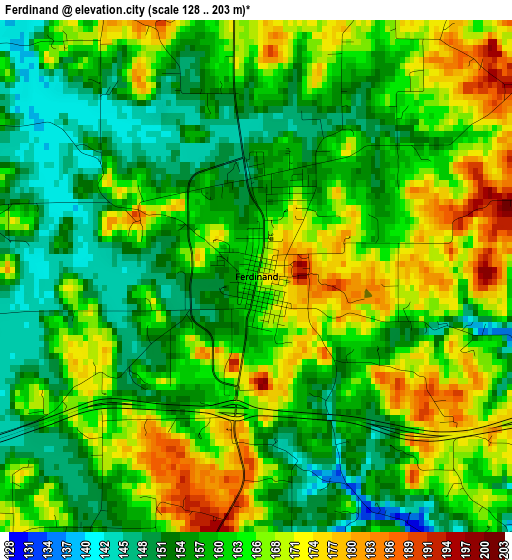 Ferdinand elevation map