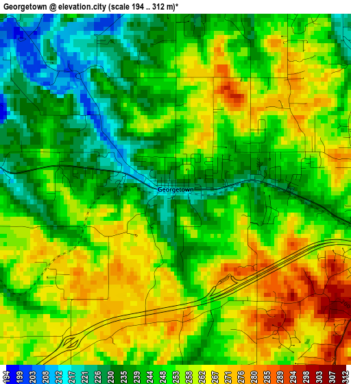 Georgetown elevation map