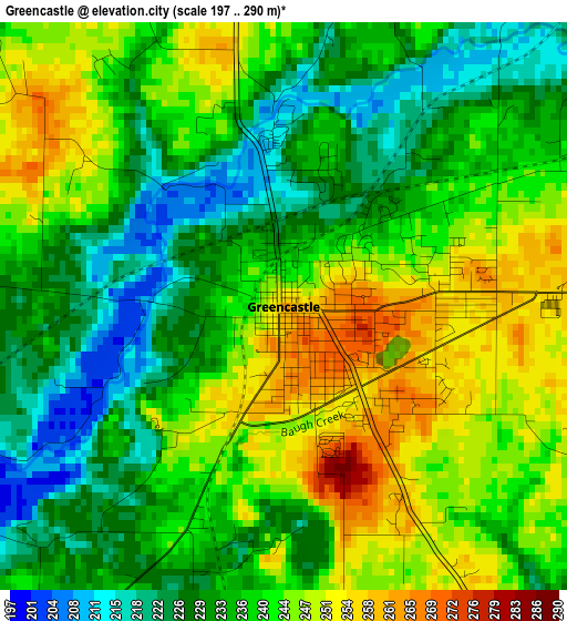 Greencastle elevation map