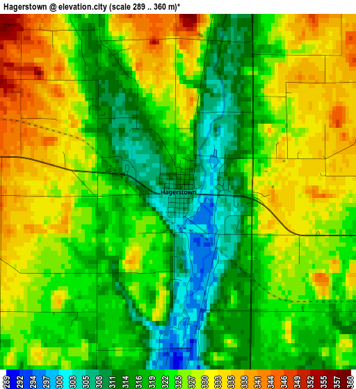 Hagerstown elevation map