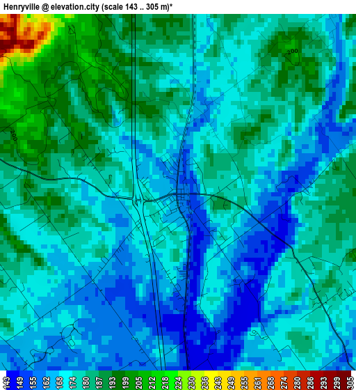 Henryville elevation map