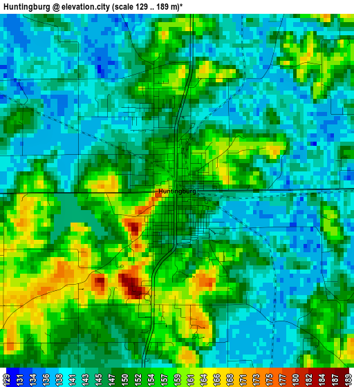 Huntingburg elevation map