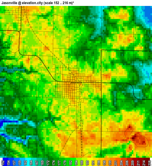 Jasonville elevation map