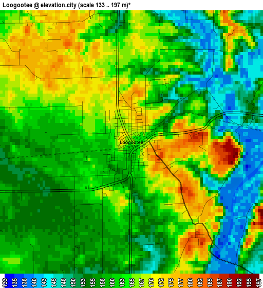 Loogootee elevation map