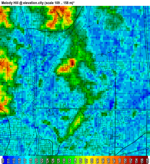 Melody Hill elevation map