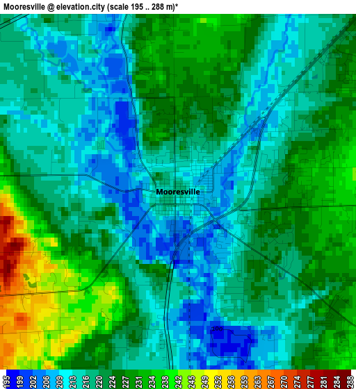 Mooresville elevation map
