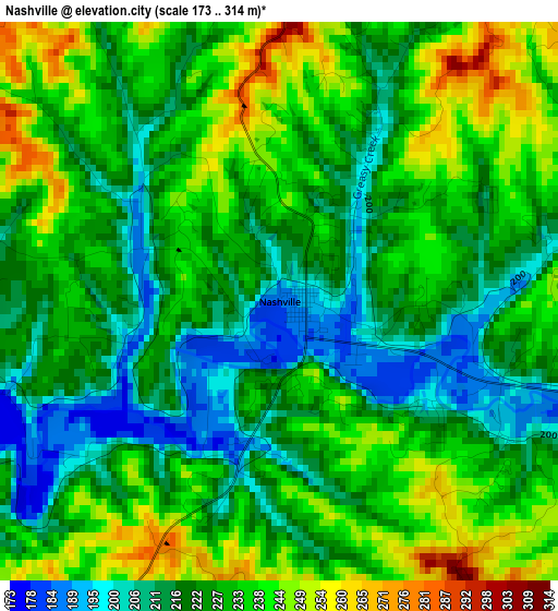 Nashville elevation map