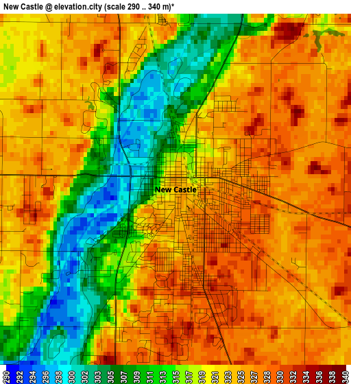 New Castle elevation map