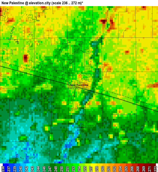 New Palestine elevation map