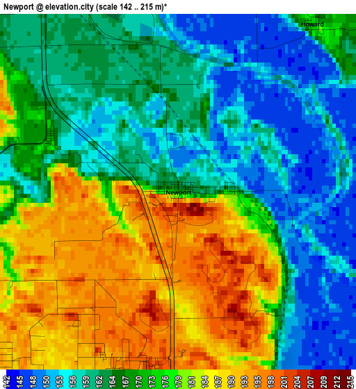 Newport elevation map