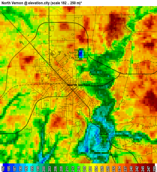 North Vernon elevation map