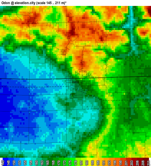 Odon elevation map