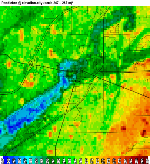 Pendleton elevation map