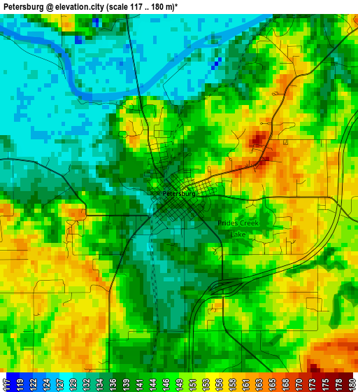 Petersburg elevation map