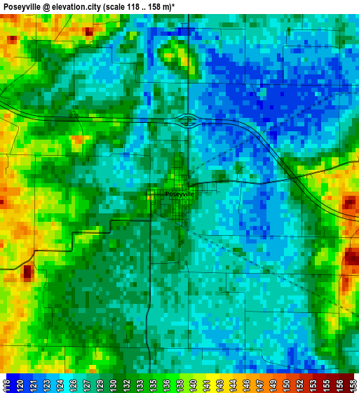 Poseyville elevation map