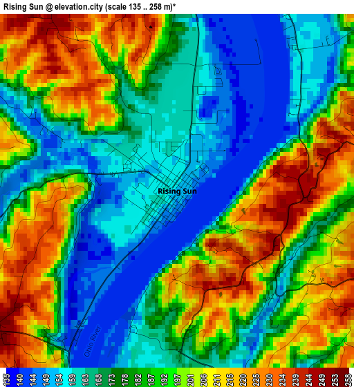 Rising Sun elevation map