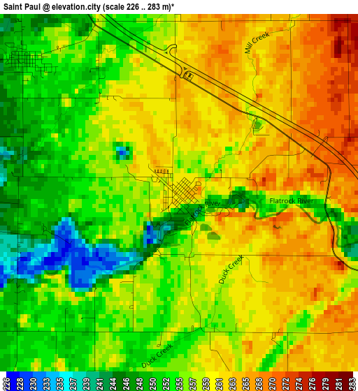 Saint Paul elevation map