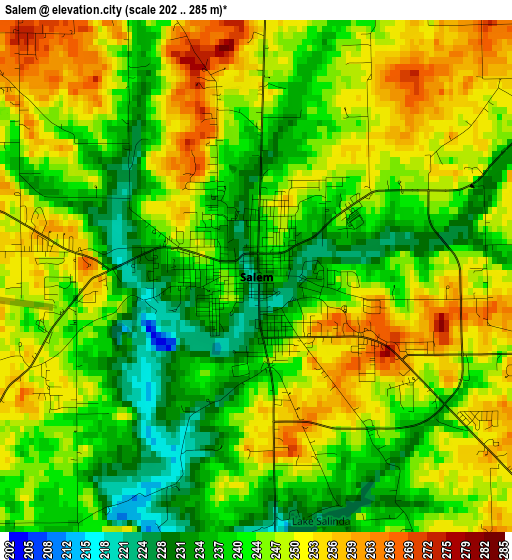 Salem elevation map