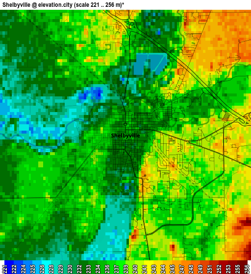 Shelbyville elevation map