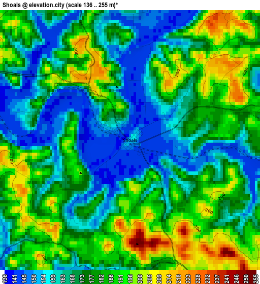 Shoals elevation map