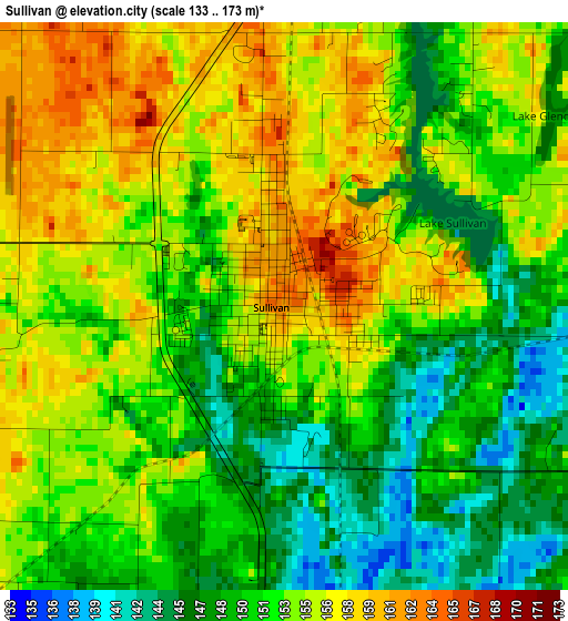 Sullivan elevation map