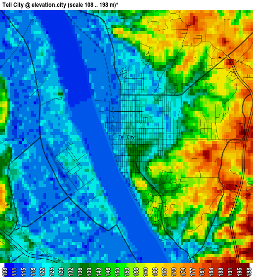 Tell City elevation map