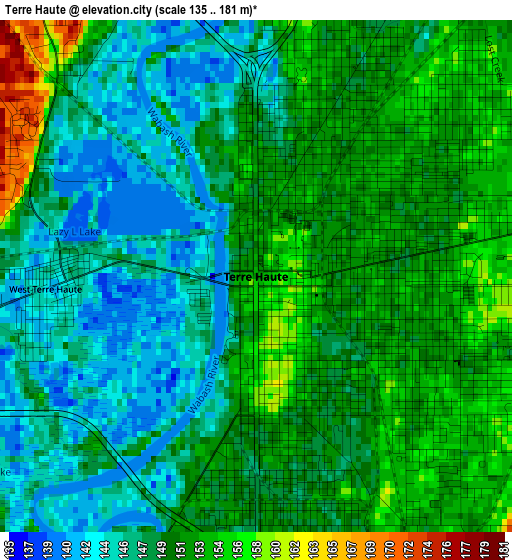 Terre Haute elevation map