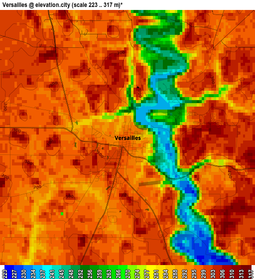 Versailles elevation map